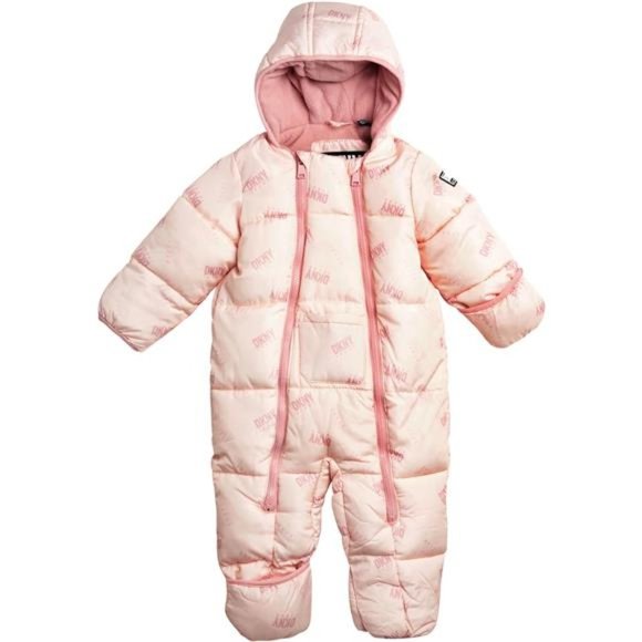 DKNY Baby Girls' Snowsuit – Hooded Fleece Lined Warm Winter Coat